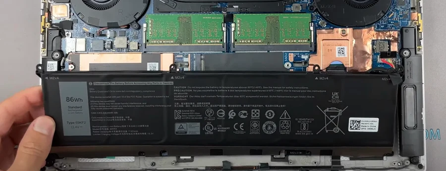 Замена батареи Dell XPS 9500