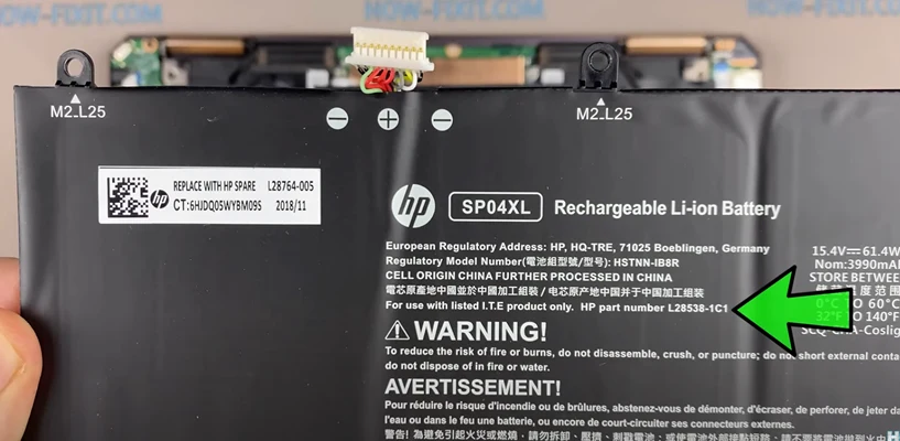 Замена батареи HP Spectre x360 13-ap Шаг 5
